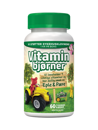 Vitaminbjørner Multivitamin Tyggbare bjørner, Eple og pære, 60 stk.