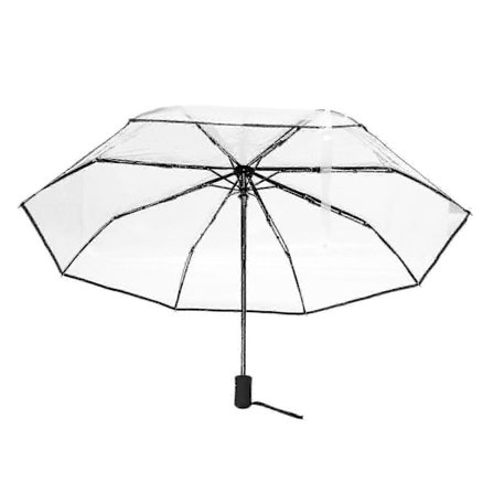 Transparent Paraply Automatiskt Paraply Regn Kvinnor Män Sol Regn Auto Paraply Kompakt Hopfällbar Vindtät