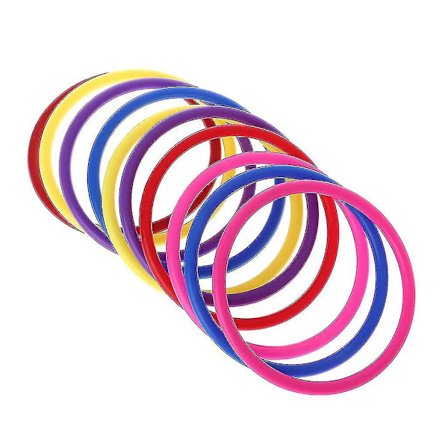 Plastik kaste ringe - Sæt med 10 til karneval, baggård, parkspil - Sjovt for børn 10 cm indvendig diameter