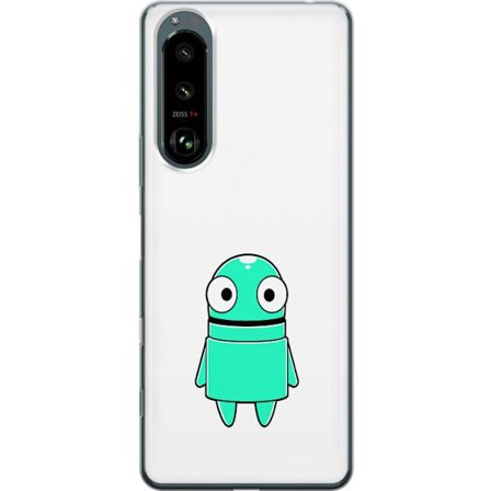 Yhteensopiva Puhelinkuori Sony Sony Xperia 5 III Turkoosi piirroshahmo isoilla silmillä ja iloisella persoonallisuudella yksinkertaisessa kuvituksess