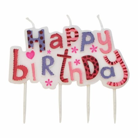 Tårtljus "Happy Birthday" Rosa