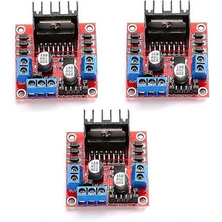 3-pak L298N Motor Board Modul Dobbelt H-Bro DC Motor Drive Controller Stepper til Arduino Rød