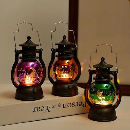 Retro LED nattlys elektrisk lampe Halloween dekorasjon lilla purple 8*15.5cm