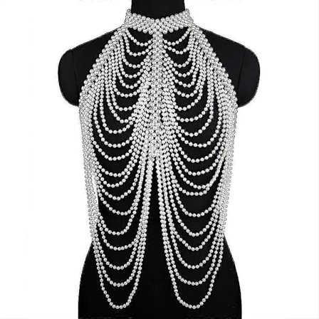 Dame Perle Sjal Halskæder Kropskæde Sexet Perlebesat Krave Skulder Perle BH Top Sweaterkæde Bryllupskjole Kropssmykker