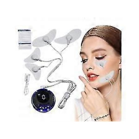 Uppstramande Ansiktsmassage, EMS Mikroström Elektrisk Massage med Patch Pads Ansikts Elektrostimulator 8 Lägen