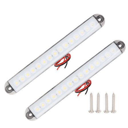 2 stk. Sidemarkerlys til bil IP65 Vanntette 15 LED Krystalllamper Hvit Lys Universal for Bobiler Skip Yachter