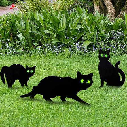 Halloween Trädgårdsskylt Utomhusgräsdekoration (3 St Katt)