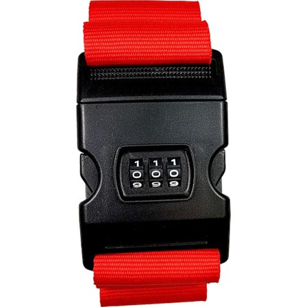 Bagagerem med personlig brodering, 180 cm x 5 cm, op til 35 bogstaver (Rød med lås, 1 stk.)