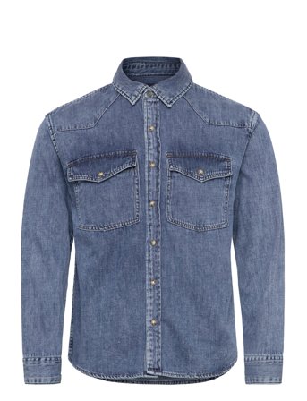 Abercrombie & Fitch Long Sleeve Denim - Blue - XL