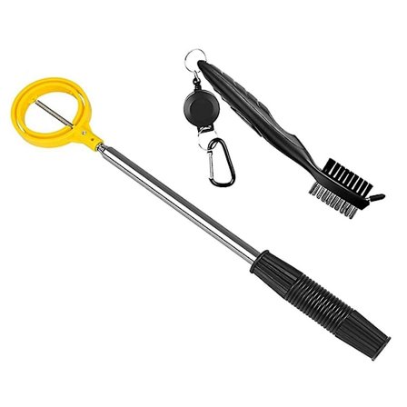Golfballhenter, Teleskopisk Utvidbar Golfballhenter i Rustfritt Stål for Vann med Golfbørste Golfball Plukk Opp