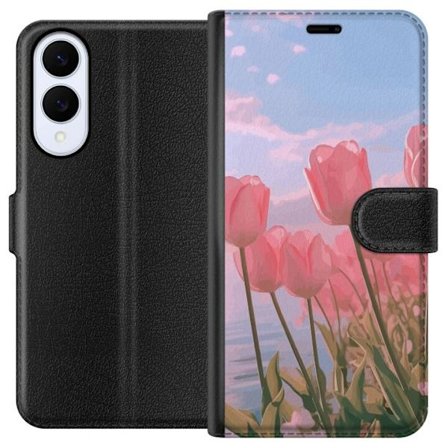 Plånboksfodral till Samsung Galaxy S25 Edge med Rosa Tulpaner