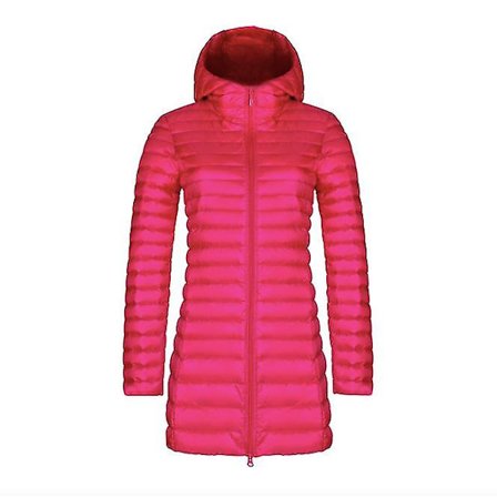 Høst og vinter ny mote dunjakke dame tynn seksjon lang seksjon hette koreansk versjon av den slanke store størrelsen enkel jakke Rose Red XXL