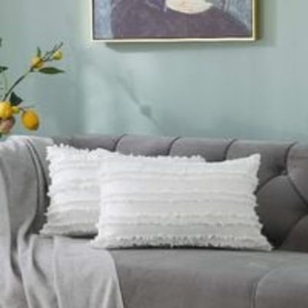 Set med 2 elfenbenshvite putetrekk til sofa/lenestol, bomullslin dekorative putetrekk, 35 x 50 cm