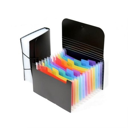 A6 dokumentmapp med 12 fack och färgkodad sortering