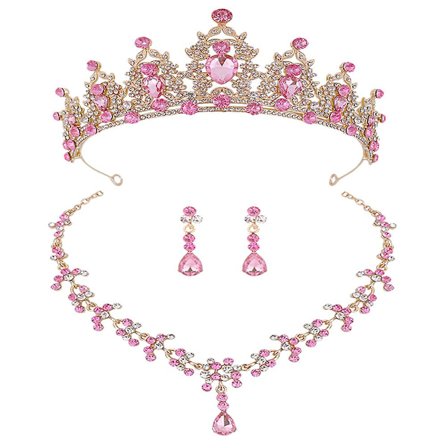 1 set bröllop brud smycken brud tiara halsband örhängen bröllopsklänning accessoarer