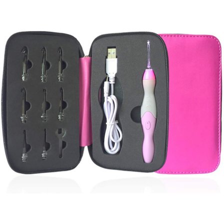 Opplyst heklenålsett, 9 størrelser utskiftbare hoder 2,5 mm til 6,5 mm med ergonomisk grep