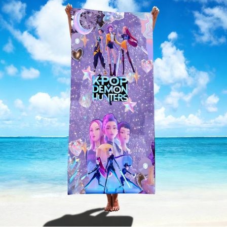 K-POP Demon Hunter Girls Serie Mikrofiber Absorberende Strandhåndklæde Hurtigtørrende Håndklæde 75*150cm