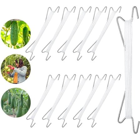 10 stk. Tomatstøtte Kroge Tomat Kroge med 10m Reb Pl,ZQKLA