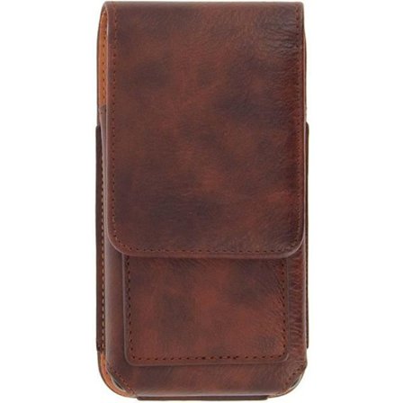 Housse Etui Ceinture - Brun - Läder - Kompatibel med Smartphones Stl L - Rotationskläpp 360°