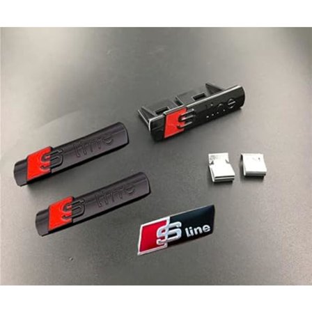 (Sort) 4 stk. S-logo linjeemblemer, 3D-logo metalemblem, bileksteriør