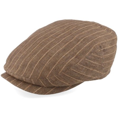 Stetson - Brun flatcap Keps - Kent Linen Pinstripe Brown Flat Cap @ Hatstore