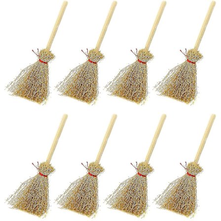 20 stk Miniatyr Kunstige Mini Halm Koster Med Røde Tau Halloween Halm Håndverk Dekorasjon Hekse Tilbehør For Kostyme Cosplay Fest