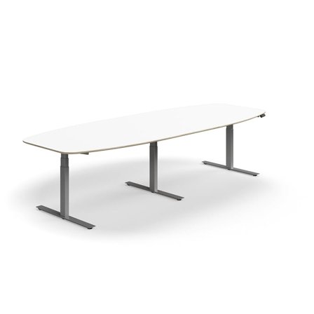 Standing meeting table NOVUS, 3200x1200 mm, silver/white