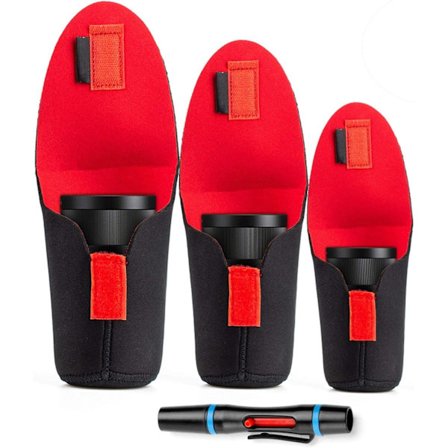 Objektivveske for Canon Nikon Sony DSLR-kameraobjektiver, 3-pakning