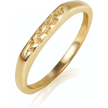 Silver Flower Signet Ring - Minimalistisk botanisk graverad smycke för kvinnor