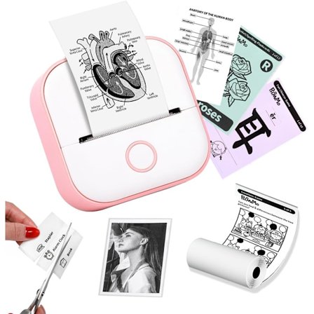 Minivärmeprinter - Fickvänlig Kompakt Trådlös Bluetooth Bärbar Mobil Kvittoprinter Kompatibel med iOS & Android