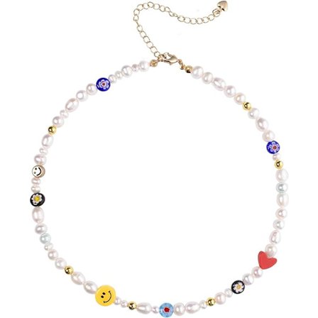 Naturlig Ferskvandsperle Sjov Flirtende Perlekæde Halskæde Håndlavet