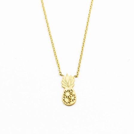 Läckert litet ananashalsband Tropiska smycken Rostfritt stål Sommar Bijoux Femme Frukthänge Halsband för kvinnor Strand