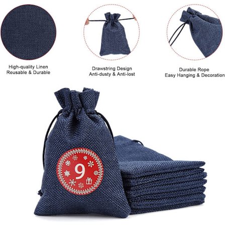 24 stk. stof julekalendere til gør-det-selv julegaveposer, A