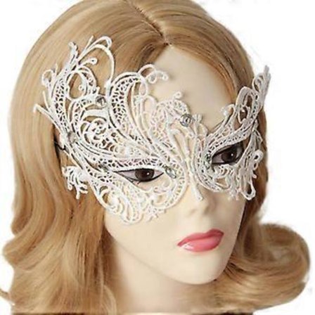 Maskerade maske for kvinner, sexy blondemaske for Halloween-maskerader, karnevaler, fester, ball, middager, bryllup, hvit