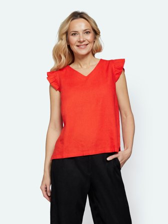 SIGNATURE - Hør Top - Rød