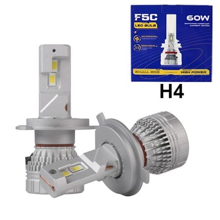 F5c led kit H4 +3500 lumen 53w 6000k halvljus helljus 2-pack