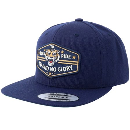 Born To Ride - Blå snapback Caps - No Guts No Glory Tiger Navy Patch Navy Snapback @ Hatstore