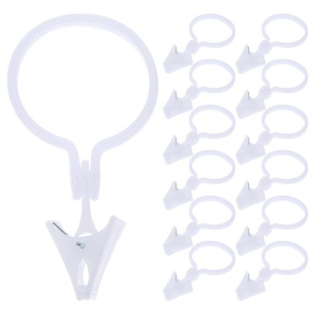 80 st gardinringar med klämmor, gardinklämmor, gardinhängarklämmor, draperiklämmor med ringar, vit