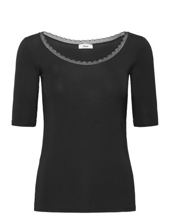 Warm Me Up Lace - Thermal Knit T-Shirt Topp Svart Etam*Betinget Tilbud