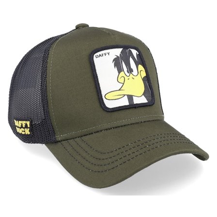 Capslab - Looney Tunes Daffy Duck Olive/Olive/Black Trucker Trucker Green Cap - @ Hatstore
