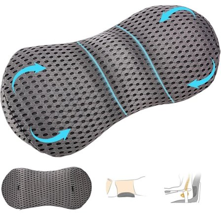 Ländryggskudde, Ryggkudde med Avtagbart Elastiskt Band, Halkfritt Ländryggsstöd, Ländryggskudde för Kontorsstol (Grå)