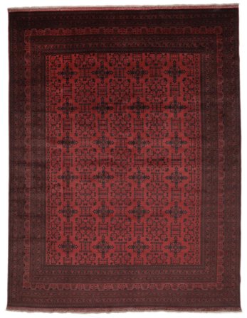 Hand Knotted Afghan Khal Mohammadi Rug 302X390 Wool Black/Dark Red Large
