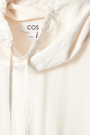 COS Women's Blusa Con Cuello De Embudo Y Cordón De Ajuste in Blanco