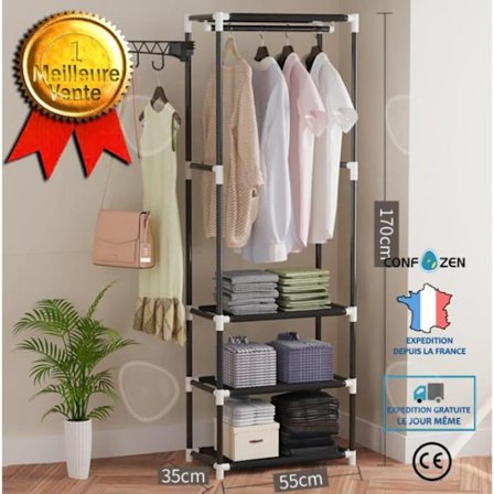 Cintre de sol - CONFO - Svart - Metall - 170x35x55cm - Modern och enkel stil