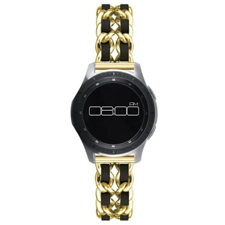 Leather on steel knit watch band for Samsung, Huawei and Amazfit watch - Gold / Black
