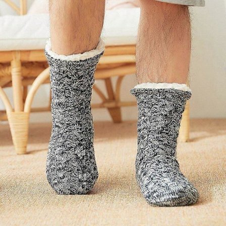 Termosokker Herre Vinter Varme Hjem Myk Bomull Fortykket Pluss Fløyel Sove Anti-skli