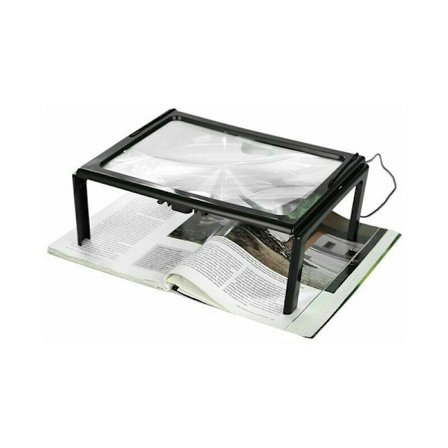 LED-forstørrelsesglass avis sammenleggbar ultratynn A4 helside forstørrelsesglass leseforstørrelsesglass forstørrelsesglass med 3X 4 LED-lys for 