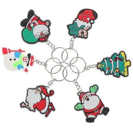 10 st jultema nyckelring pvc-nyckelring Kreativt hänge dekorationer för bilnyckelväska Väska Present (slumpmässigt mönster)