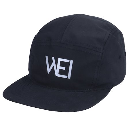 Wei - Zwart 5panel Cap - Woah Flat Black/Reflective 5-Panel @ Hatstore