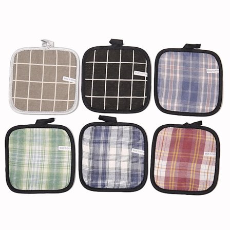 Set med 6 grytunderlägg, 100 % bomull, för grillning, matlagning, ugn